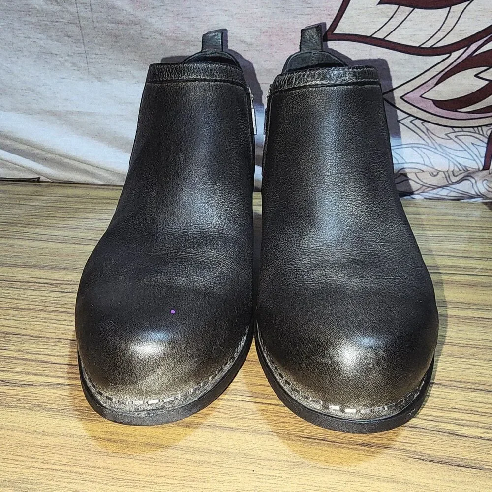 Dansko Harlene Black Leather Women's Clog Booties